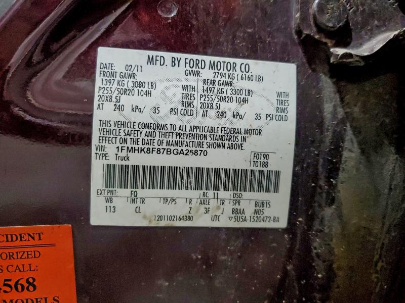 2011 FORD EXPLORER L #3305423439