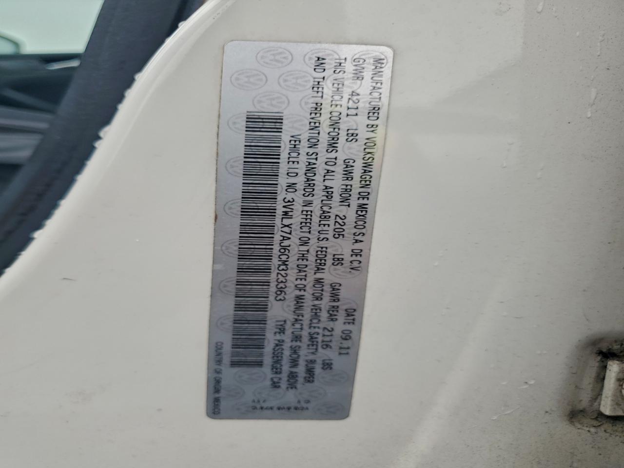 Lot #3315978112 2012 VOLKSWAGEN JETTA SEL