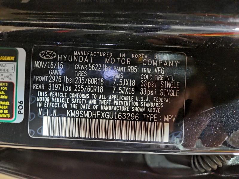 2016 HYUNDAI SANTA FE S #3302658022