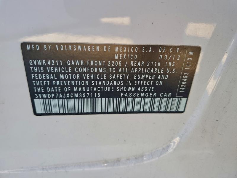 2012 VOLKSWAGEN JETTA SE #3315966087