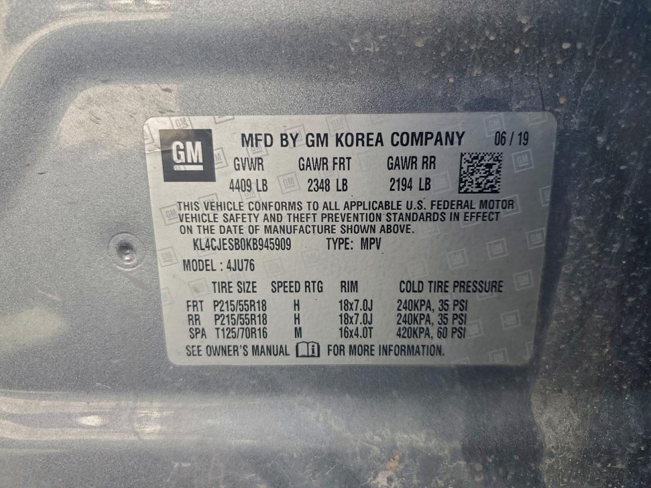 Lot #3315909119 2019 BUICK ENCORE PRE