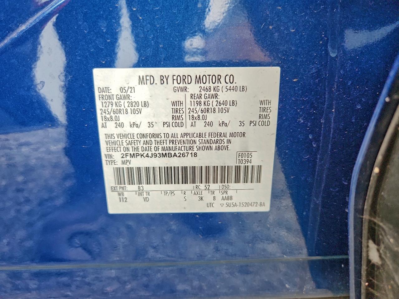 Lot #3320025479 2021 FORD EDGE SEL