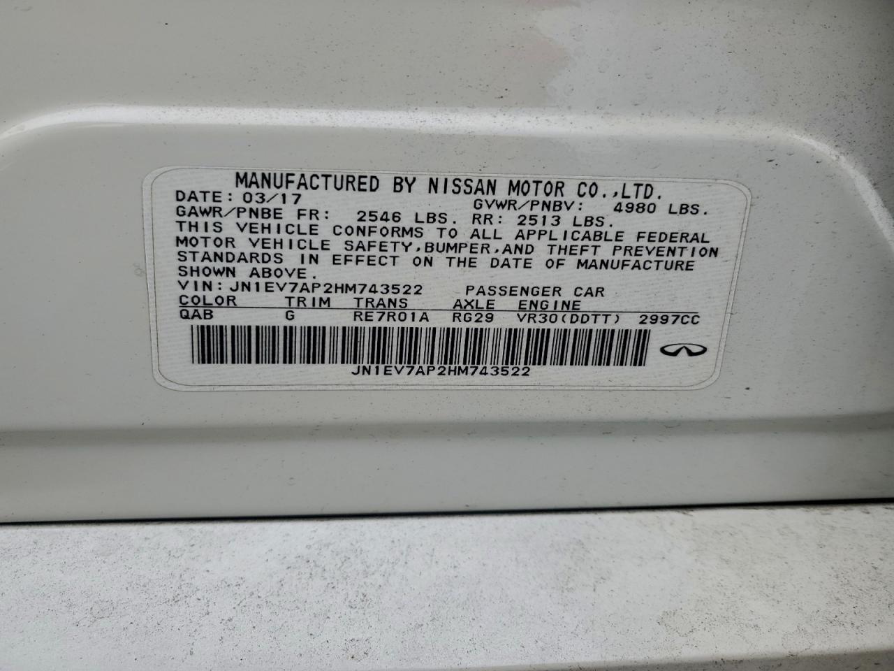 Lot #3318027394 2017 INFINITI Q50 PREMIU