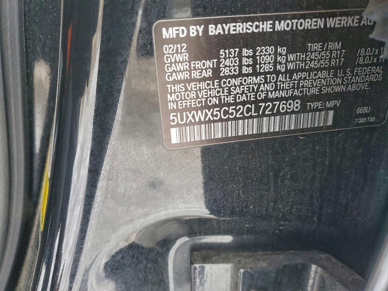 Lot #3315654784 2012 BMW X3 XDRIVE2