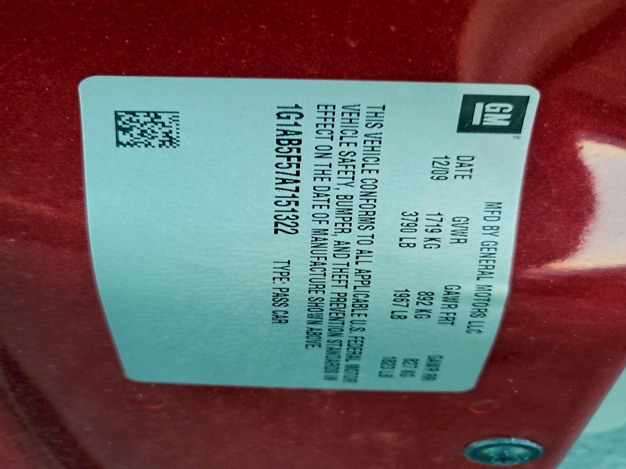 Lot #3311622241 2010 CHEVROLET COBALT LS