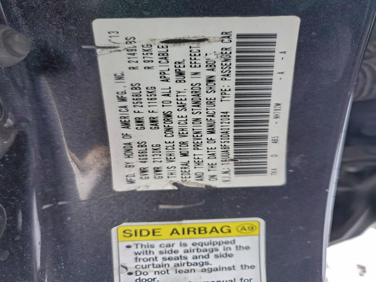 Lot #3317170153 2013 ACURA TL TECH