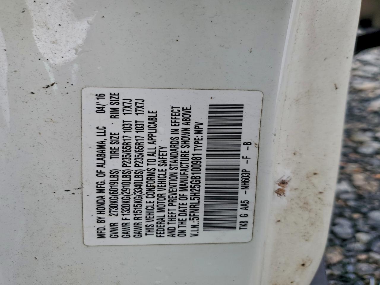 Lot #3302695089 2016 HONDA ODYSSEY LX