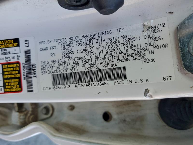 2012 TOYOTA TACOMA DOU #3302635019