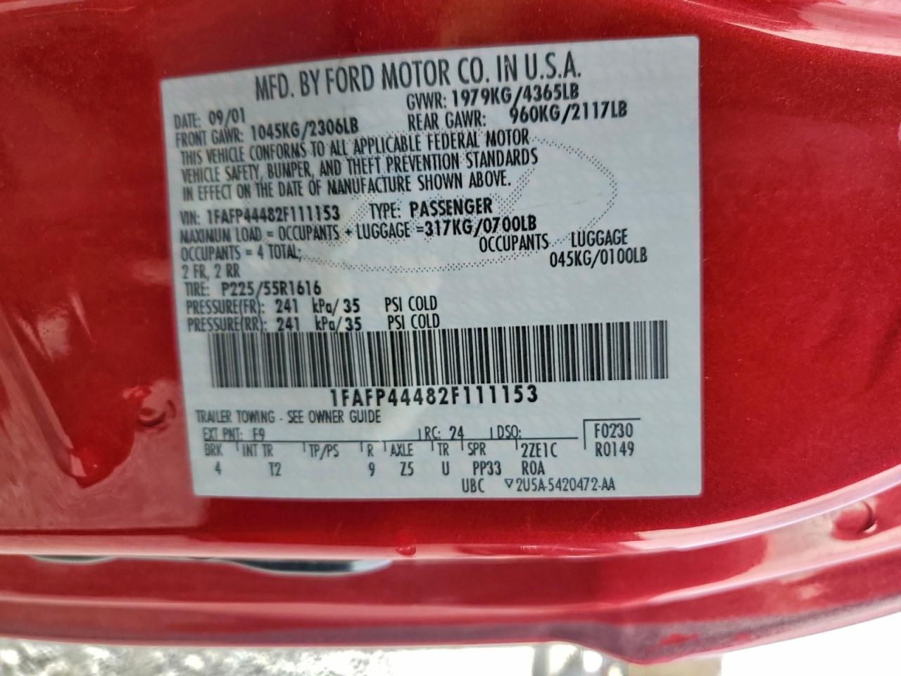 Lot #3311746747 2002 FORD MUSTANG