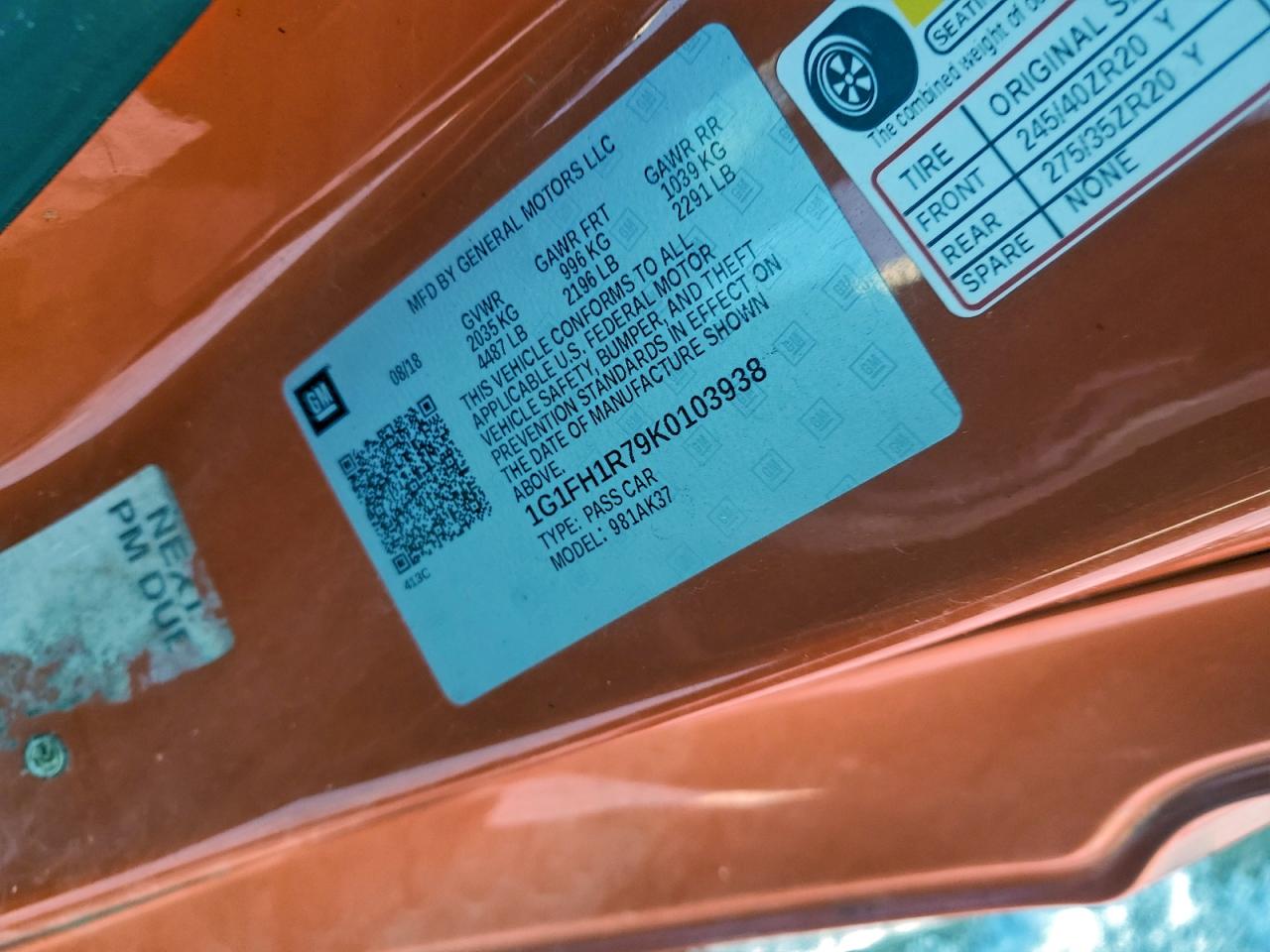 Lot #3318903926 2019 CHEVROLET CAMARO SS