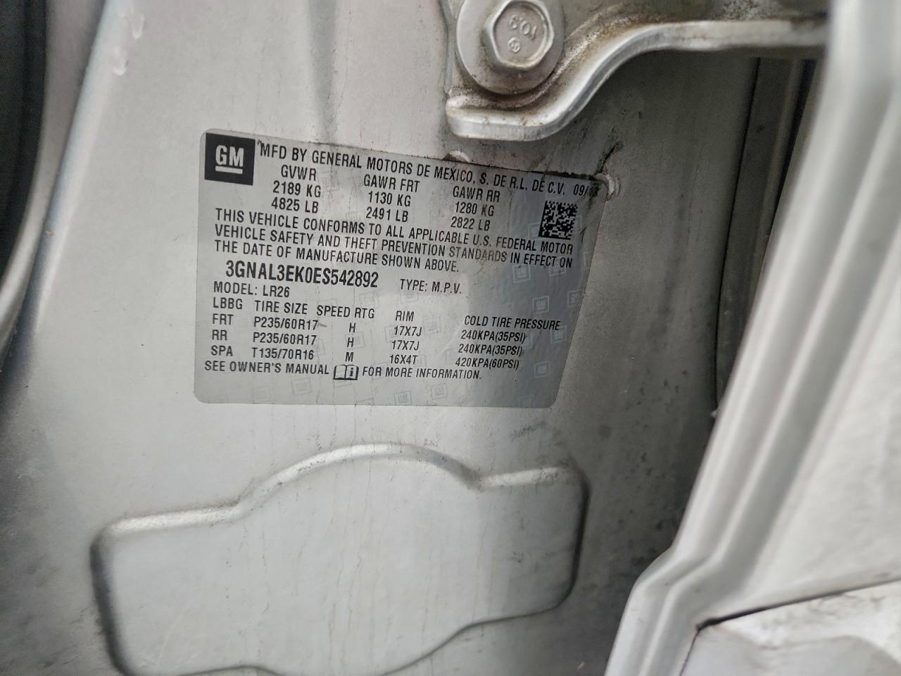 Lot #3310453338 2014 CHEVROLET CAPTIVA LT