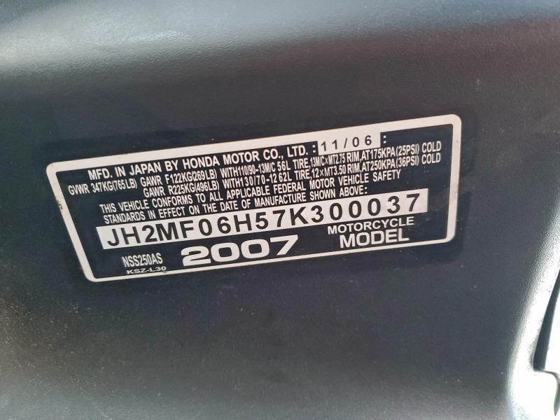 2007 HONDA NSS250 AS #3302687086