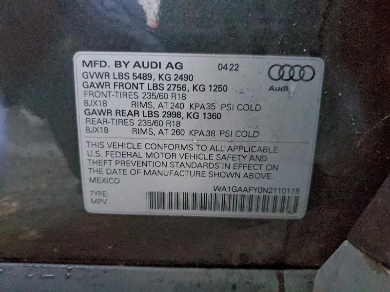 2022 AUDI Q5 PREMIUM #3315725400