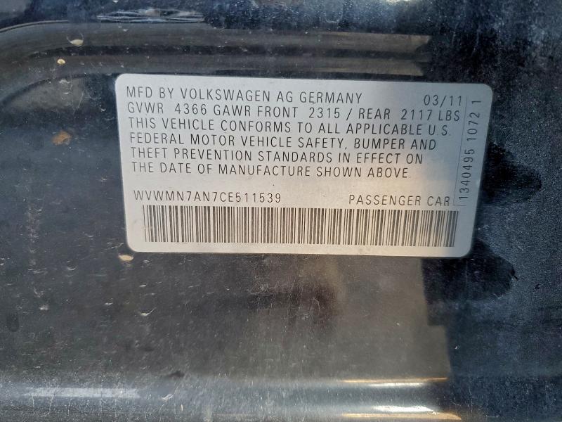 2012 VOLKSWAGEN CC SPORT #3308211155