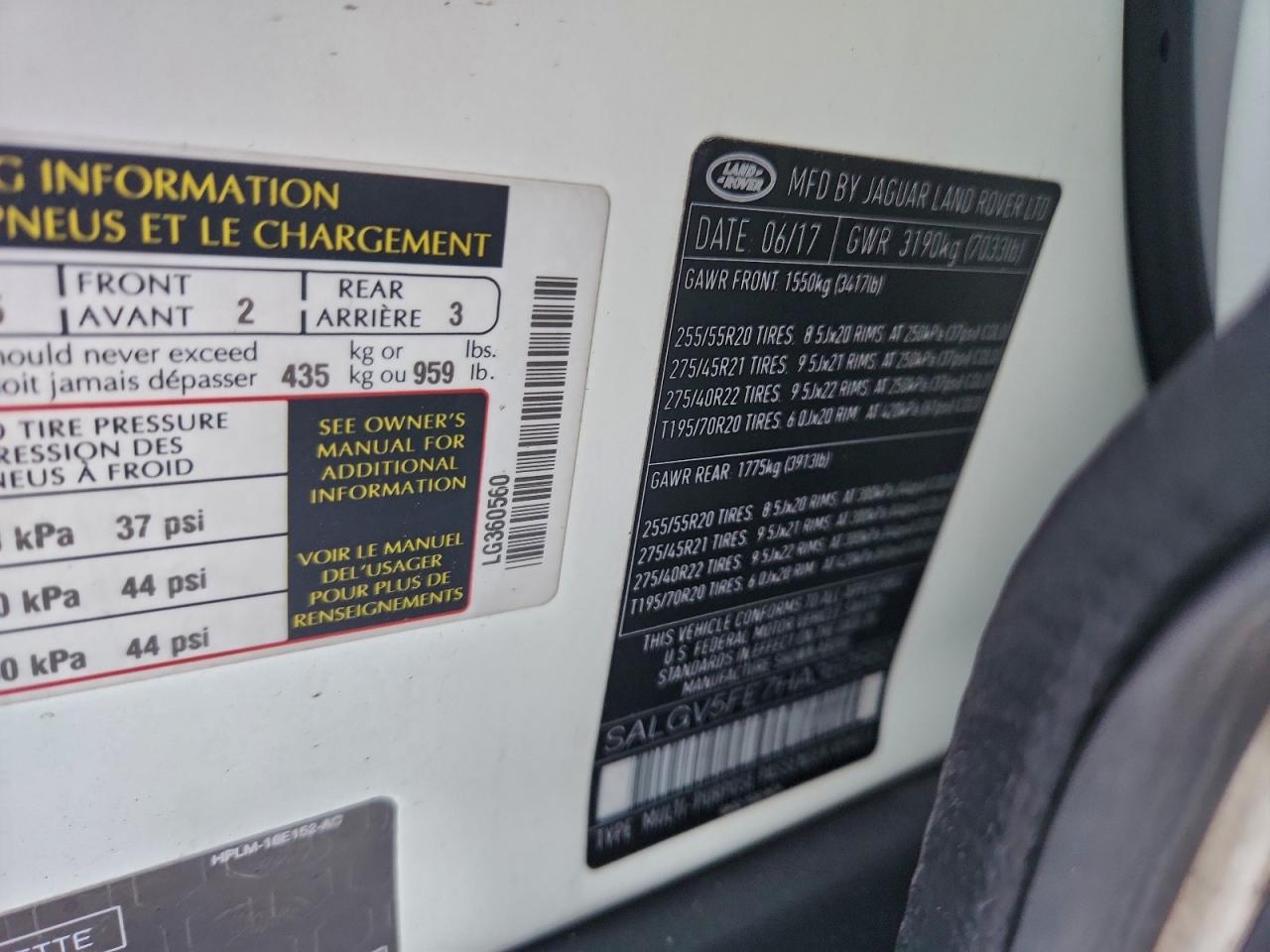 Lot #3316737408 2017 LAND ROVER RANGE ROVE