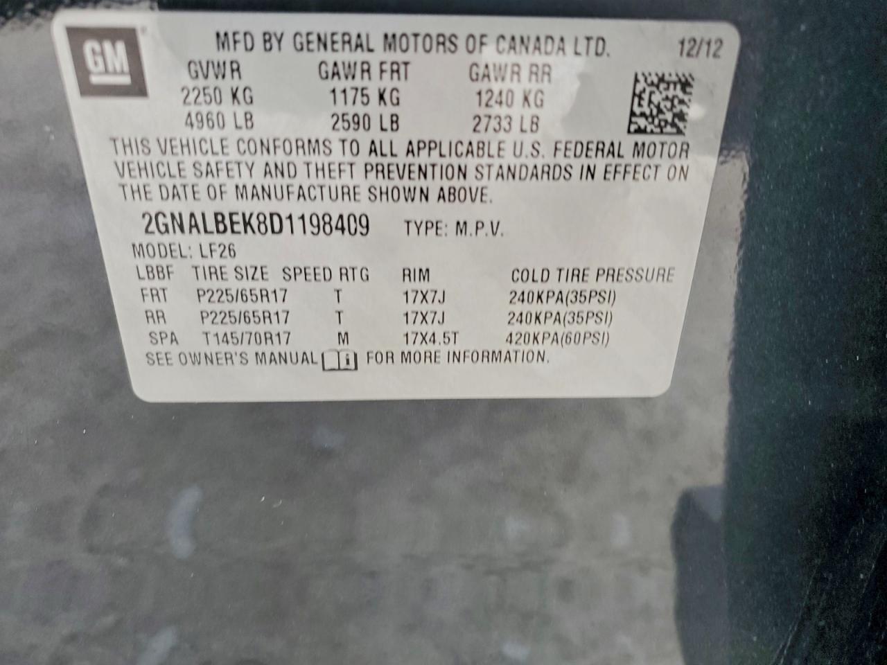 Lot #3301782396 2013 CHEVROLET EQUINOX LS