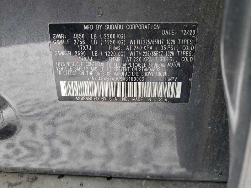 2021 SUBARU OUTBACK PR #3304739928