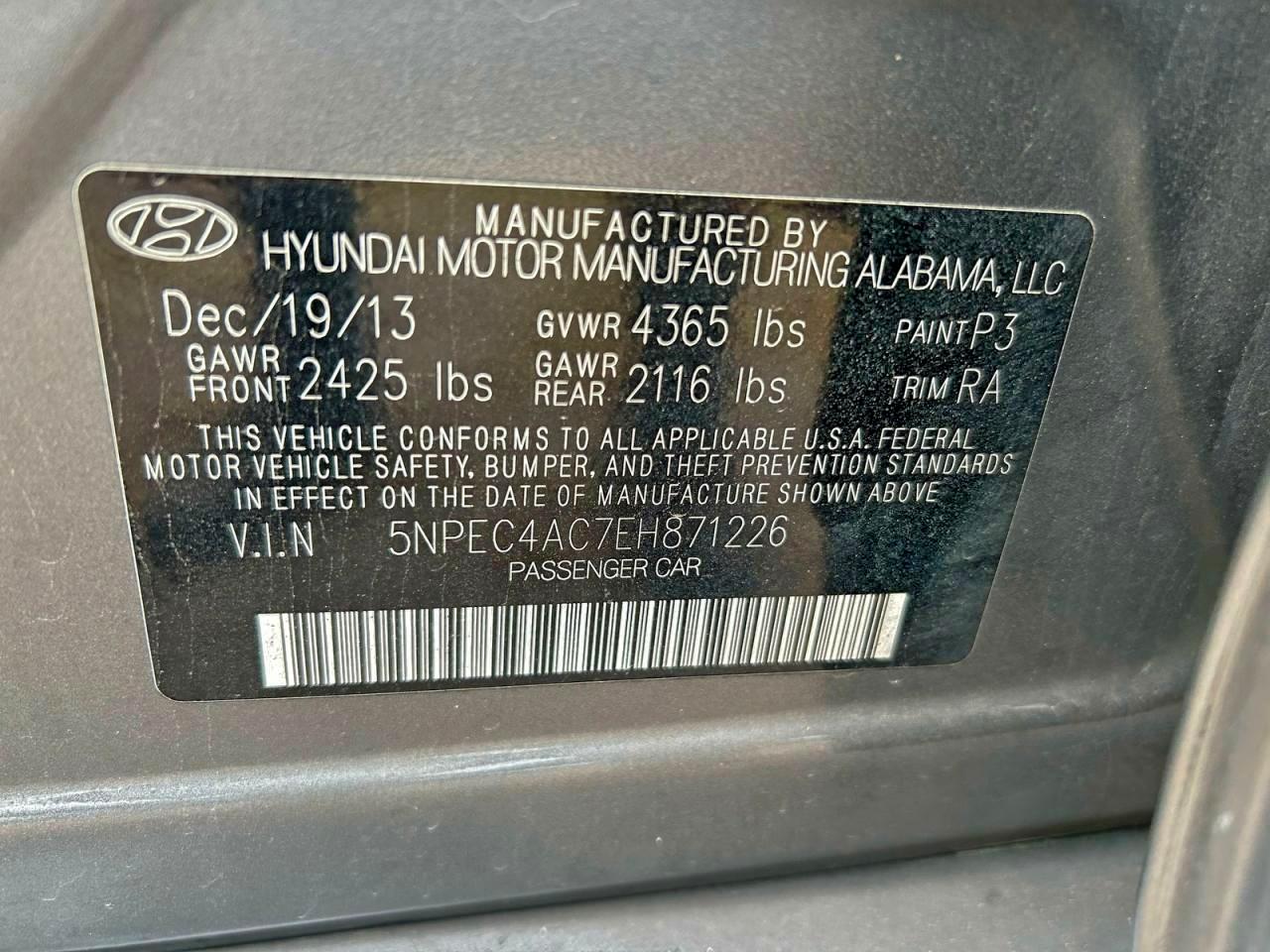 Lot #3308280169 2014 HYUNDAI SONATA SE