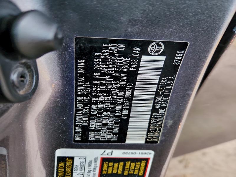 2015 TOYOTA CAMRY LE #3305541102