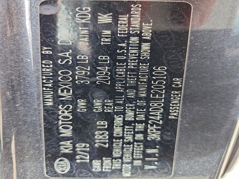 2020 KIA FORTE FE #3302855950