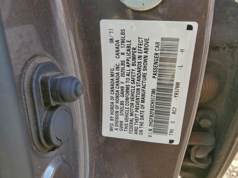 2012 HONDA CIVIC EX #3319106259