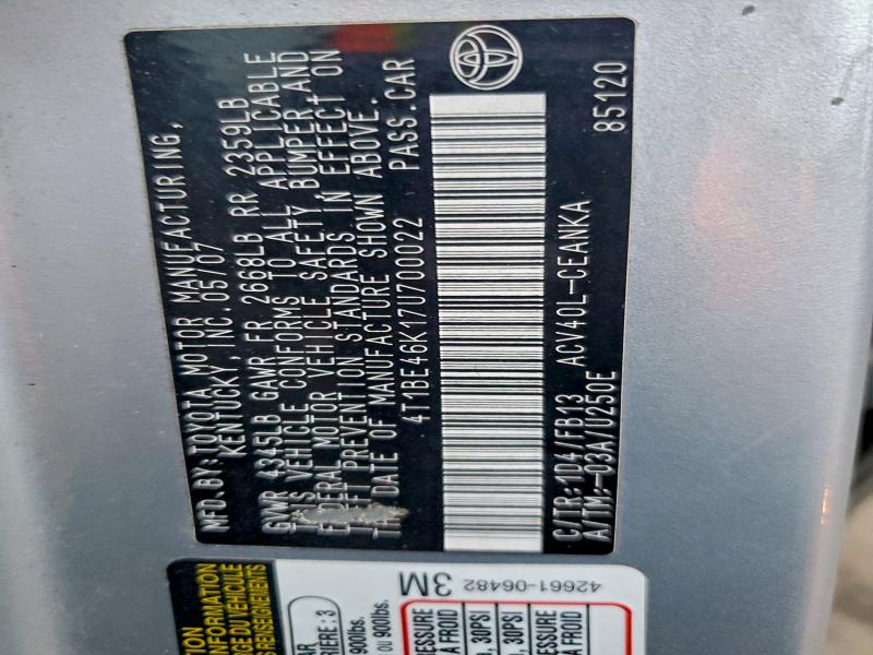 2007 TOYOTA CAMRY CE #3303724417