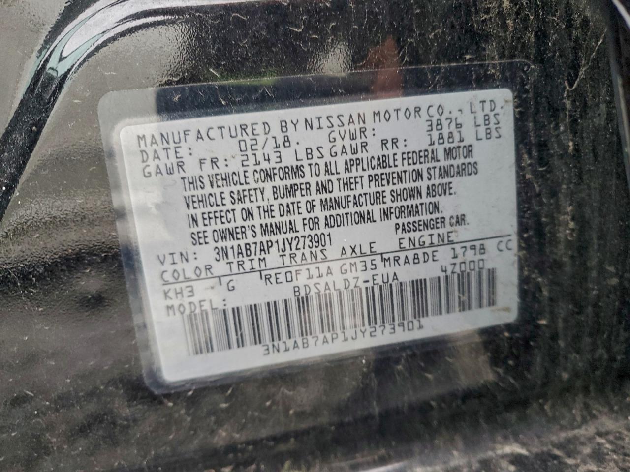 Lot #3302598758 2018 NISSAN SENTRA S