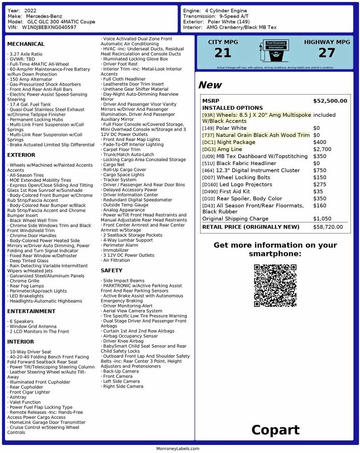 2022 MERCEDES-BENZ GLC COUPE #3316738451