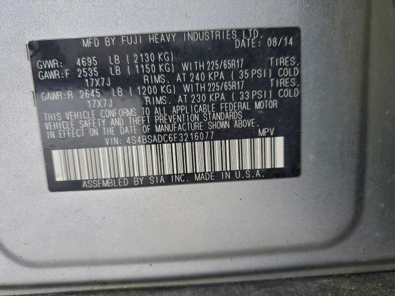 2015 SUBARU OUTBACK 2. #3305383309