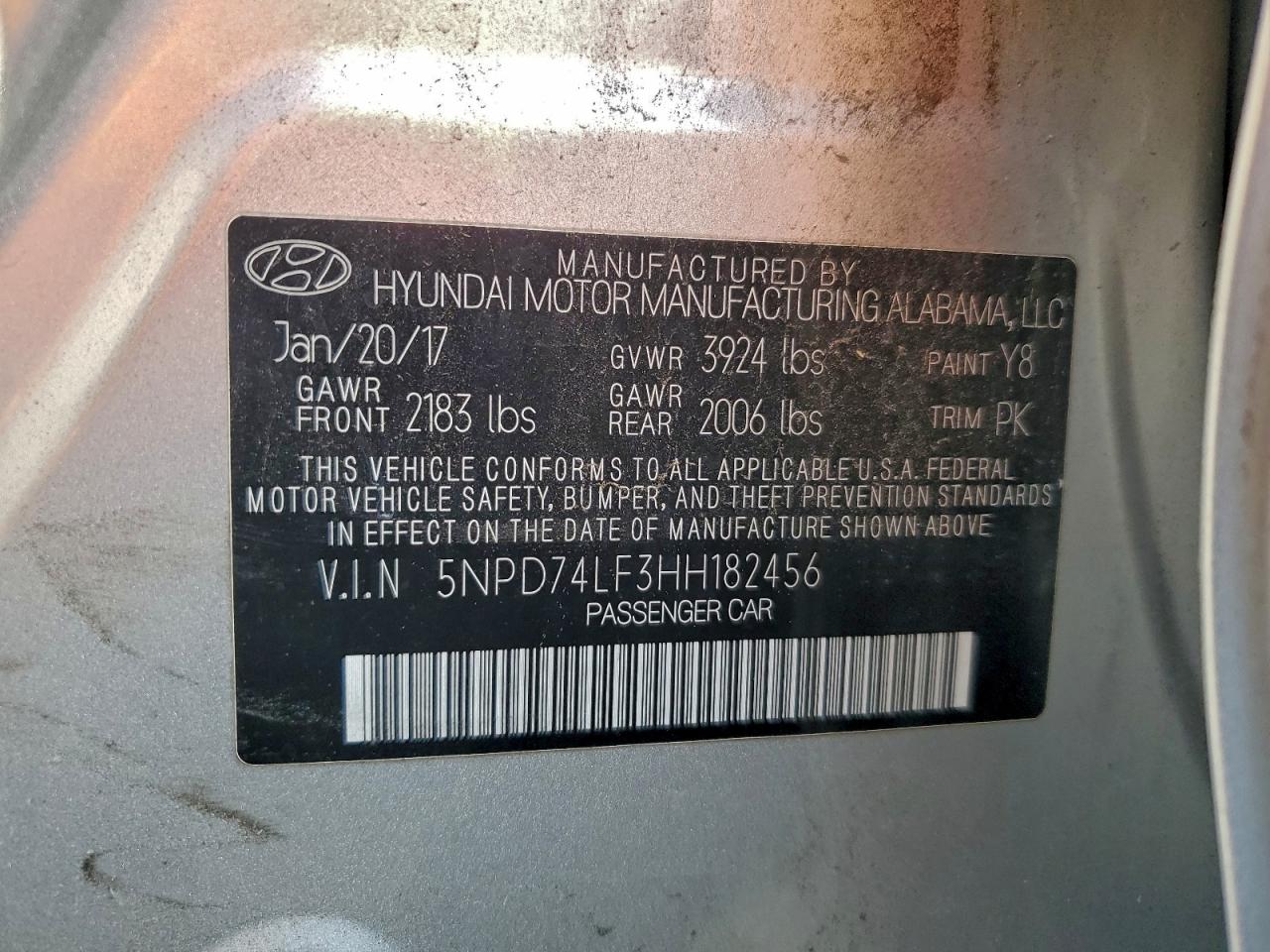 Lot #3318020371 2017 HYUNDAI ELANTRA SE