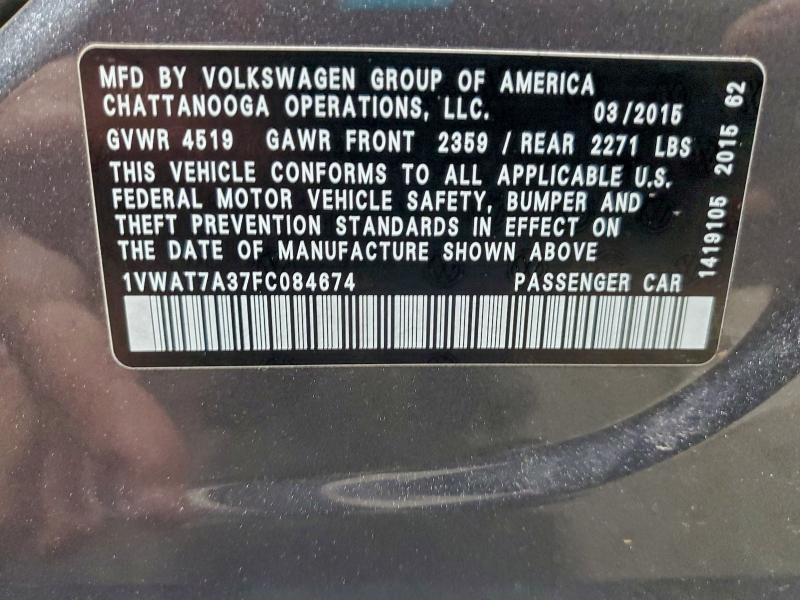 2015 VOLKSWAGEN PASSAT S #3311517288