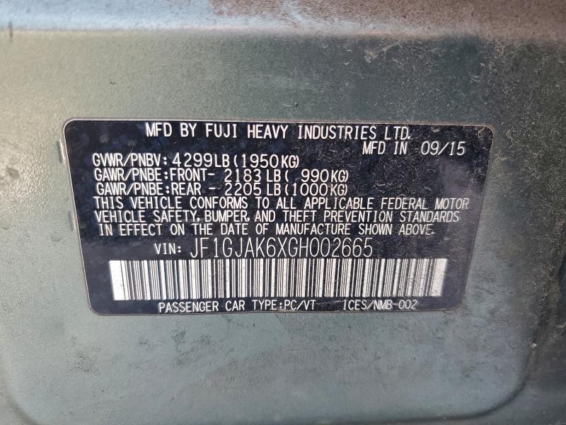 2016 SUBARU IMPREZA LI #3311544240