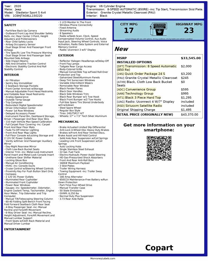 2020 JEEP GLADIATOR #3315588786