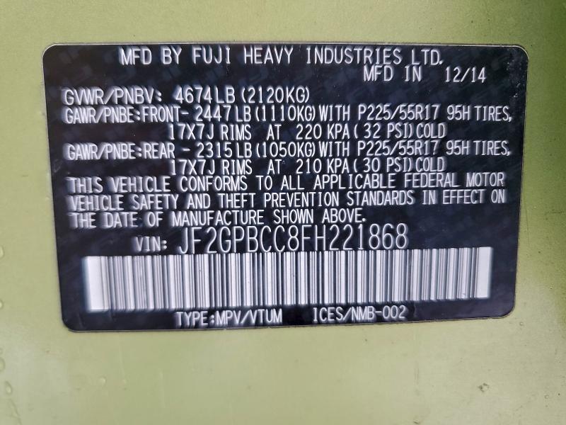 2015 SUBARU XV CROSSTR #3303572942