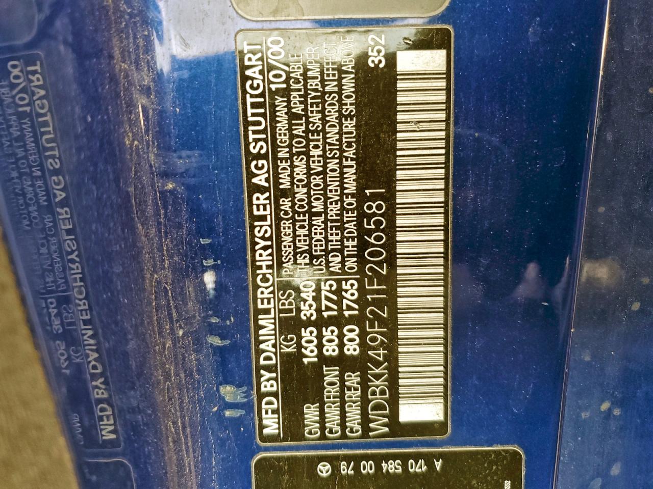 Lot #3316755425 2001 MERCEDES-BENZ SLK 230 KO