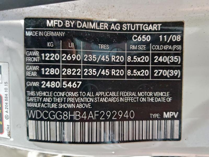 2010 MERCEDES-BENZ GLK 350 4M #3304634950