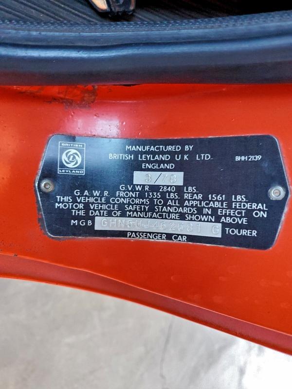 1978 MGB CONVERTIBL #3305356330