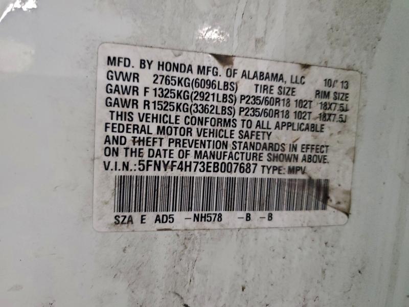 2014 HONDA PILOT EXLN #3311697256