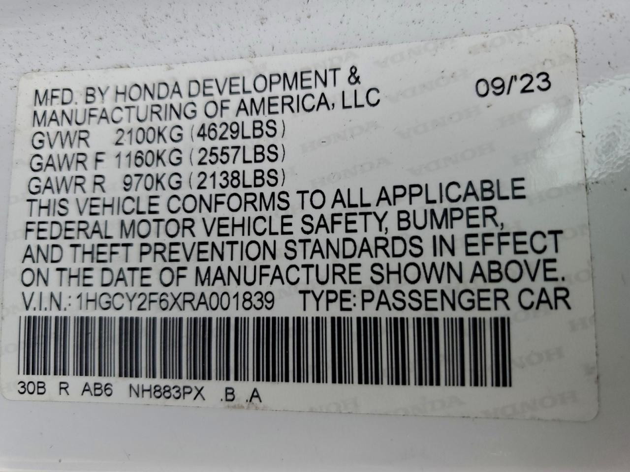 Lot #3318022413 2024 HONDA ACCORD HYB