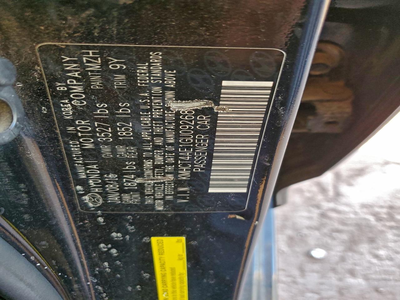 Lot #3310611281 2016 HYUNDAI ACCENT SE