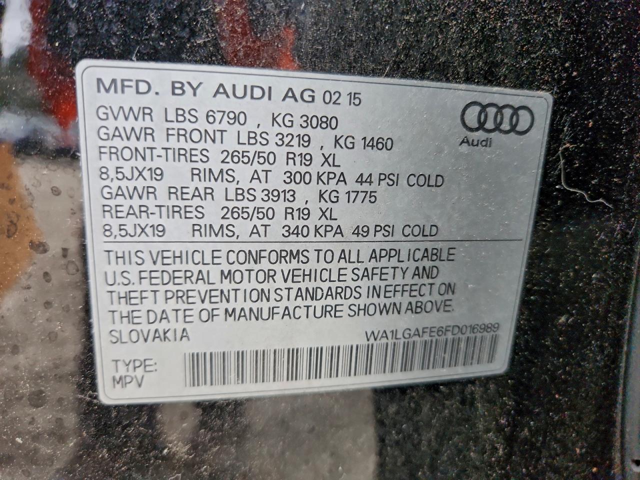 Lot #3318873917 2015 AUDI Q7 PREMIUM