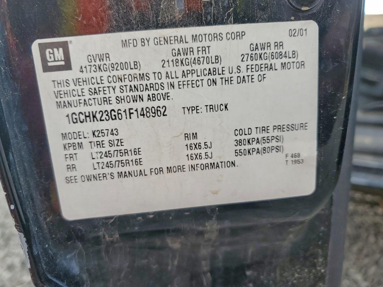 Lot #3304102496 2001 CHEVROLET SILVERADO