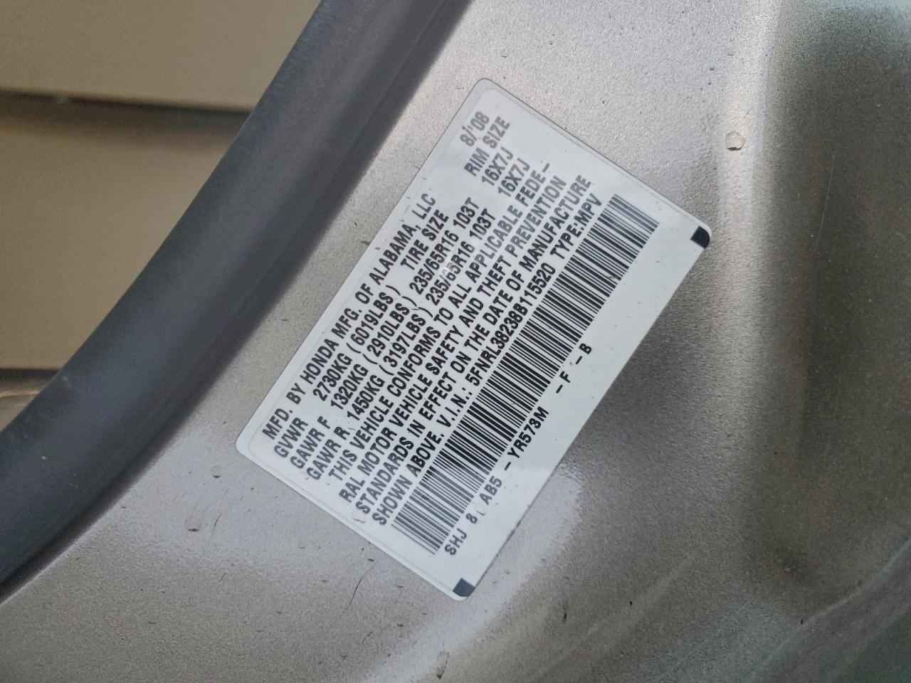 Lot #3317704094 2008 HONDA ODYSSEY LX