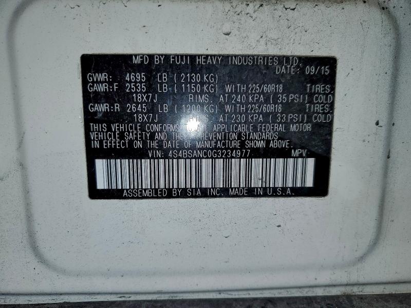 2016 SUBARU OUTBACK 2. #3301986516