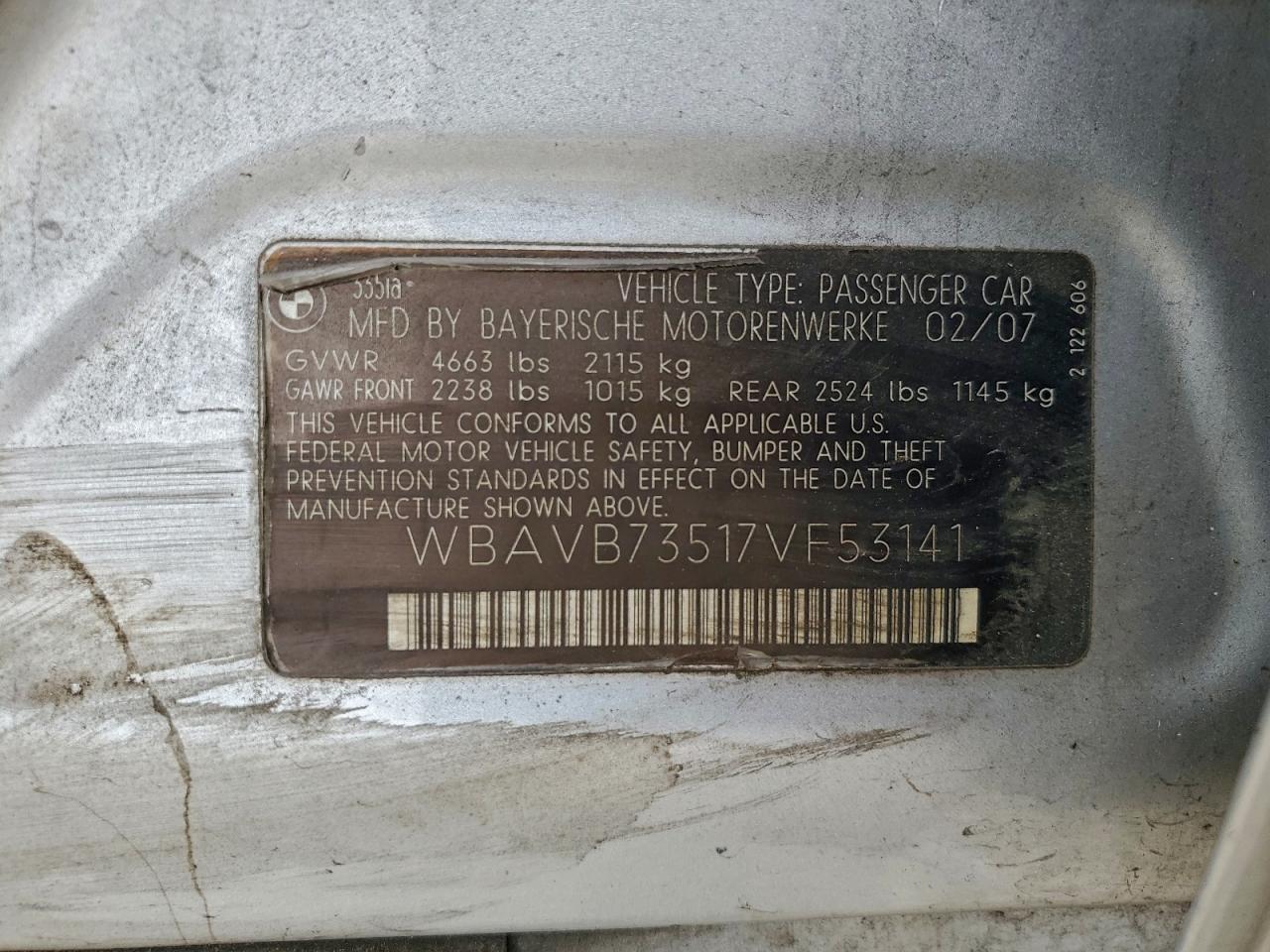 Lot #3305436442 2007 BMW 335 I