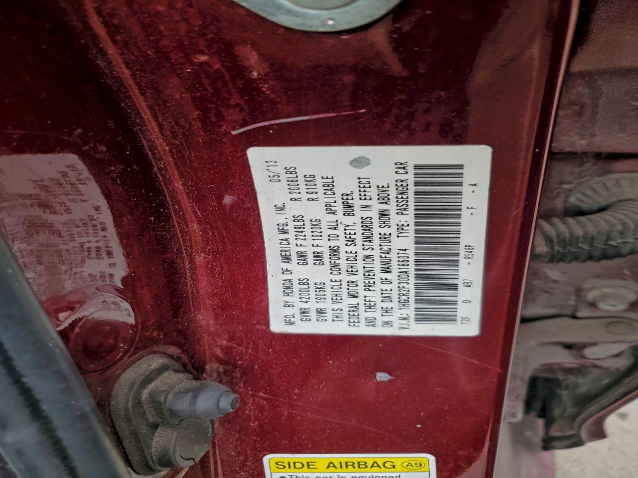 Lot #3304602470 2013 HONDA ACCORD LX