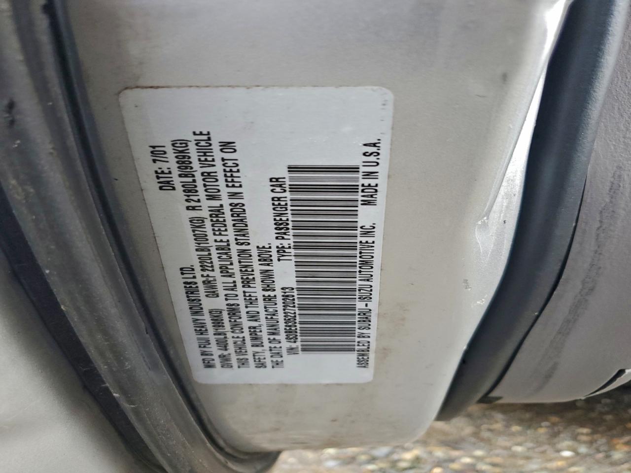 Lot #3311656269 2002 SUBARU LEGACY L