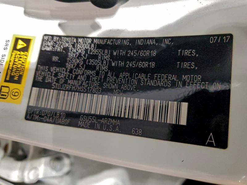 2017 TOYOTA HIGHLANDER #3301940467