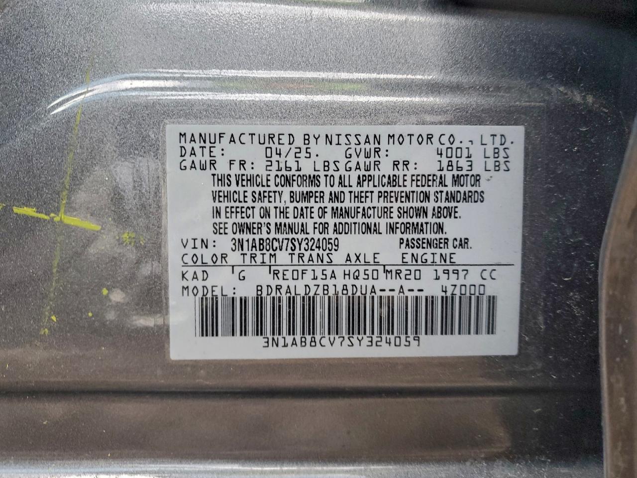 Lot #3312235541 2025 NISSAN SENTRA SV