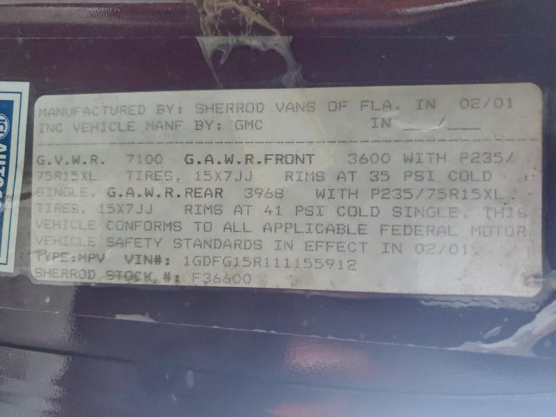 2001 GMC SAVANA RV #3305303323